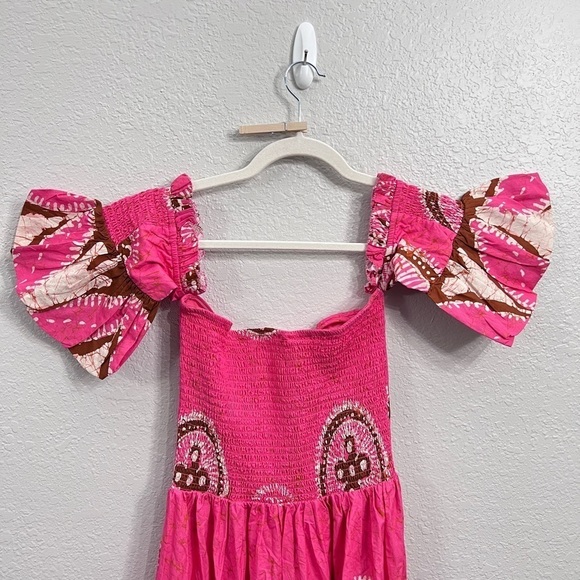 Anthropologie Love The Label Paisley Off the Shoulder Maxi Dress Pink size XS - Picture 8 of 13